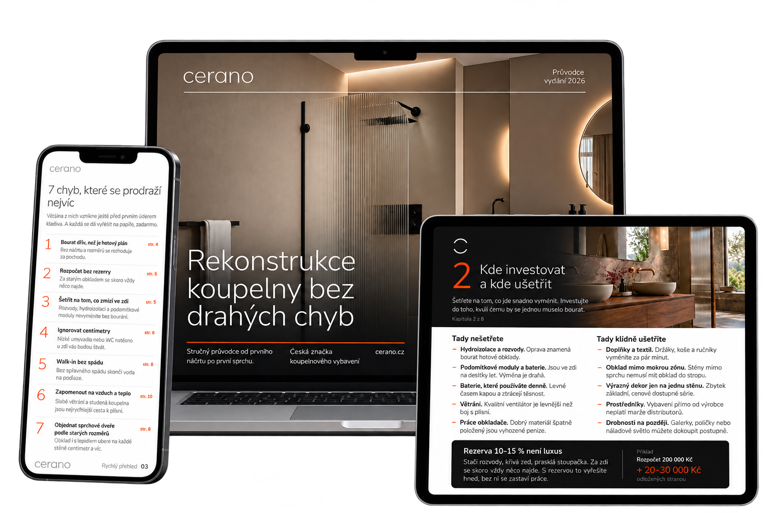 Digitális fürdőszoba-felújítási útmutató telefonon, laptopon és táblagépen